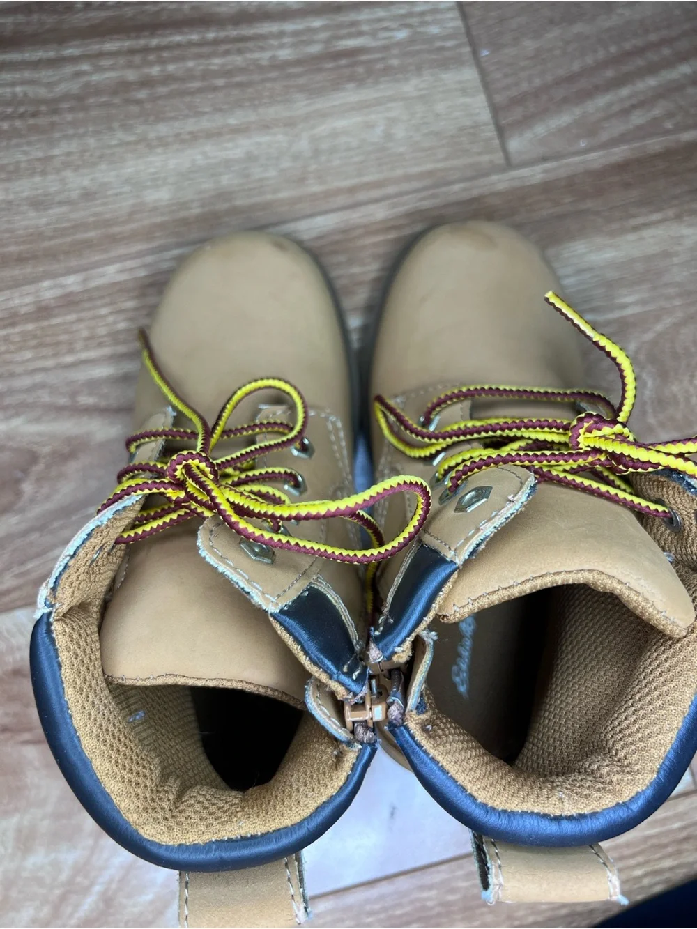 Eddie Bauer Kids Tan Lace-Up Side Zip Hiking/Work Boots Size 11